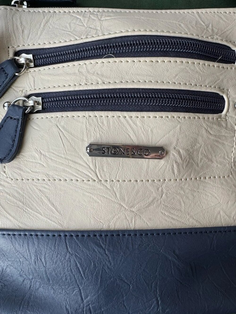 Stone & Co. Sydney Chino & Navy Blue 3-way Convertible Crossbody Bag NWOT